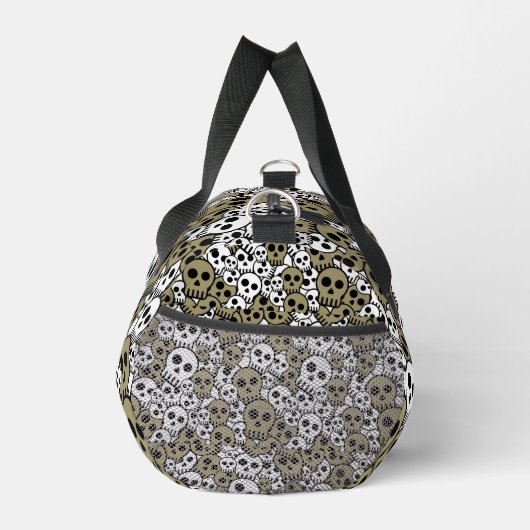 Gold Gothic Skull Muster Print Duffle Bag (Rechts)