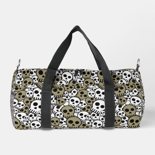 Gold Gothic Skull Muster Print Duffle Bag (Rückseite)