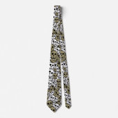 Gold Gothic Skull Muster Print Krawatte (Vorderseite)