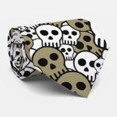 Gold Gothic Skull Muster Print Krawatte (Gerollt)