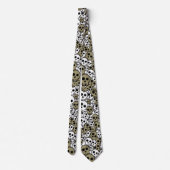 Gold Gothic Skull Muster Print Krawatte (Rückseite)