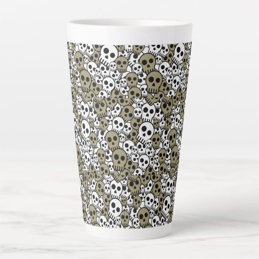 Gold Gothic Skull Muster Print Milchtasse (Vorderseite)