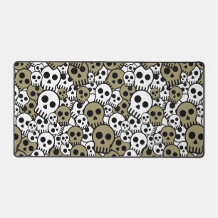 Gold Gothic Skull Muster Print Schreibtischunterlage