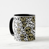 Gold Gothic Skull Muster Print Tasse (Vorderseite Links)