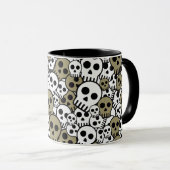 Gold Gothic Skull Muster Print Tasse (VorderseiteRechts)