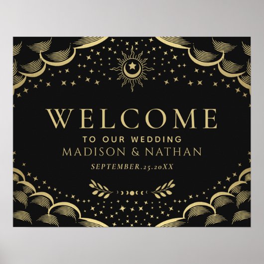 Gold Gothic Tarot Card Begrüßungszeichen Poster (Vorne)