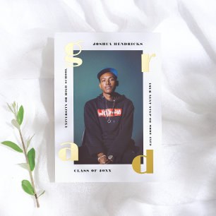 Gold Grad   Bekanntgabe von Foto mit Foil Pressure Folieneinladung