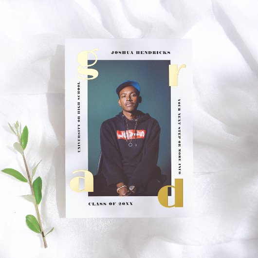 Gold Grad | Bekanntgabe von Foto mit Foil Pressure Folieneinladung