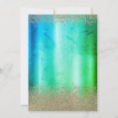 Gold Grad Cap, Gold Diamonds Green Abschluss Einladung (Rückseite)