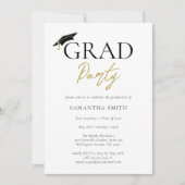 Gold Grad Cap Moderne Kalligraphie Graduation Part Einladung (Vorderseite)