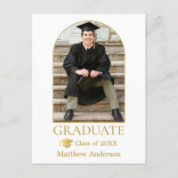 Gold Grad Cap Modernes Arch Foto Abschluss