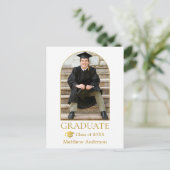Gold Grad Cap Modernes Arch Foto Abschluss Postkarte (Stehend Vorderseite)