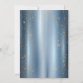 Gold Grad Cap, Stars Blue Metallic Abschluss Einladung (Rückseite)