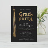 Gold Grad Cap tassel Custom Graduation Party Einladung (Stehend Vorderseite)