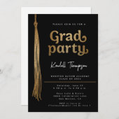 Gold Grad Cap tassel Custom Graduation Party Einladung (Vorne/Hinten)