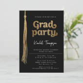 Gold Grad Cap tassel Custom Graduation Party Einladung (Stehend Vorderseite)
