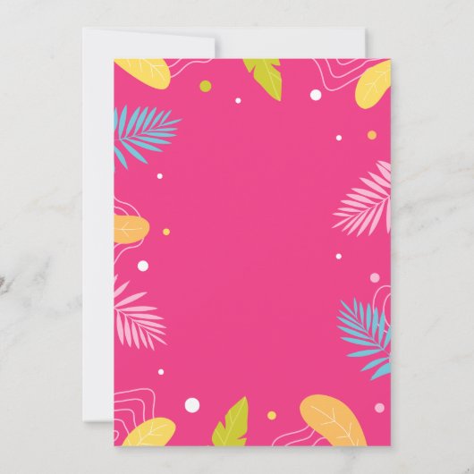 Gold Grad Cap Tropical Blätter Rosa Abschluss Einladung (Rückseite)