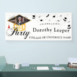 Gold Grad Cap Typografie & Tassel Foto Abschluss Banner