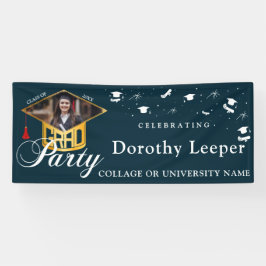 Gold Grad Cap Typografie & Tassel Foto Abschluss Banner