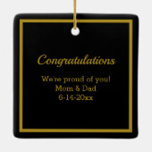 Gold Grad Cap und Diploma Keramik Ornament (Rückseite)