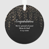 Gold Grad Cap und Laurel auf Black Abschluss Ornament (Rückseite)