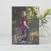 Gold Grad Dankeskarten Ankündigung (Stehend Vorderseite)