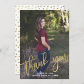 Gold Grad Dankeskarten Ankündigung (Vorne/Hinten)