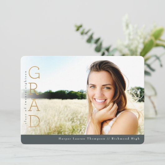 GOLD GRAD EINLADUNG (Stehend Vorderseite)