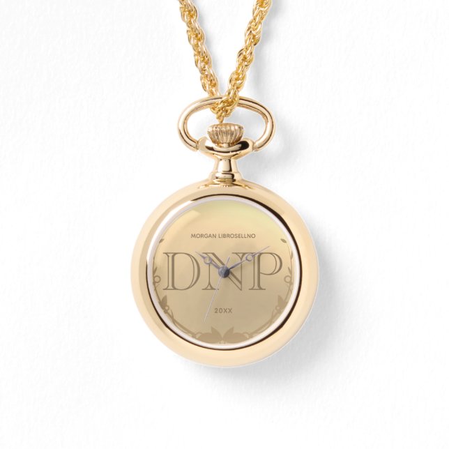 Gold Grad Name DNP Abschluss Armbanduhr (Vorderseite)