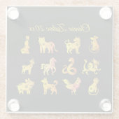 Gold Gradient Chinese Zodiac Animal Black Glasuntersetzer (Rückseite)