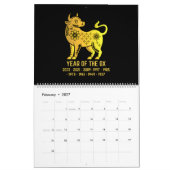 Gold Gradient Chinese Zodiac Animal Black Kalender (Feb 2027)