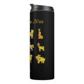 Gold Gradient Chinese Zodiac Animal Black Thermosbecher (Nach rechts gedreht)