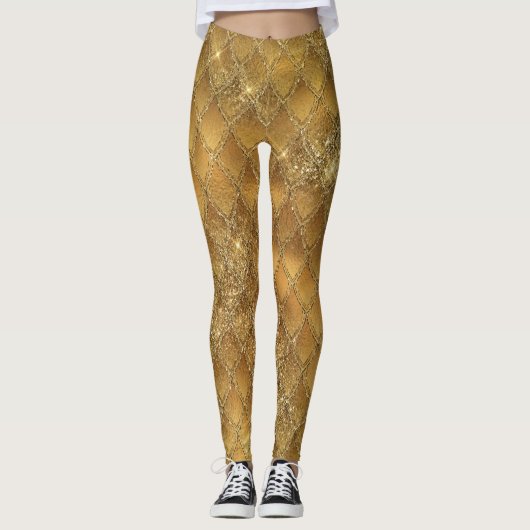 Gold Gradient Dragon Scales Leggings (Vorderseite)