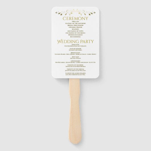 Gold Gradient Elegant Blüh Wedding Program Fächer (Rückseite)