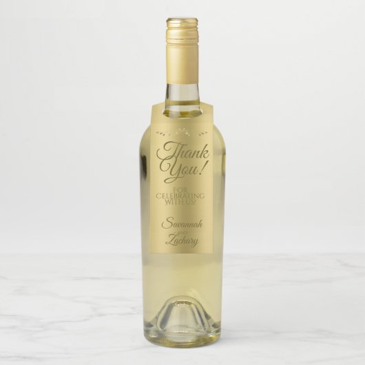 Gold Gradient Elegant Wedding Vielen Dank Flaschenanhänger (Auf Flasche)