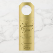 Gold Gradient Elegant Wedding Vielen Dank Flaschenanhänger (Vorderseite)