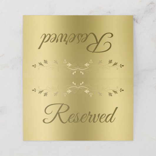 Gold Gradient & Filigree Elegante Hochzeit vorbeha Platzkarte (Außenseite Aufgefaltet)