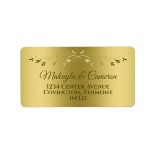 Gold Gradient & Filigree Elegante Hochzeitsadresse Adressaufkleber