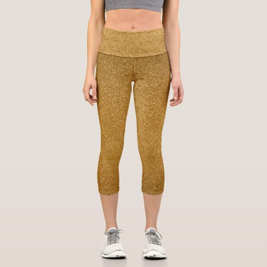 Gold Gradient Glitzer Capri Leggings (Vorderseite)