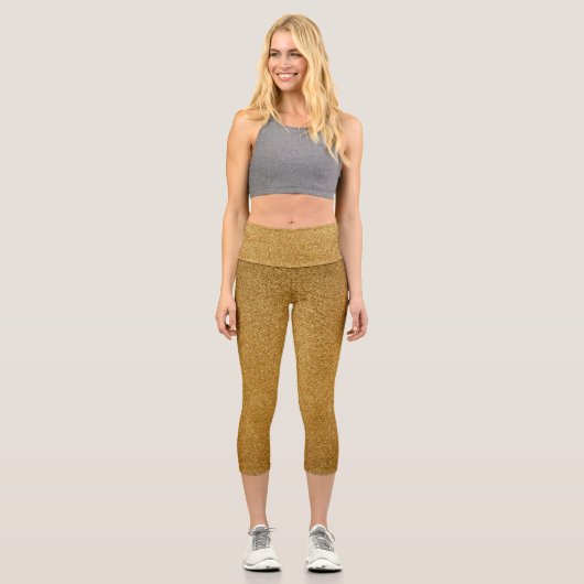 Gold Gradient Glitzer Capri Leggings (Vorderseite)