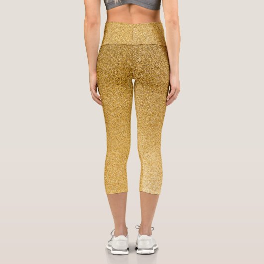 Gold Gradient Glitzer Capri Leggings (Rückseite)