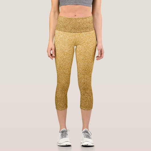 Gold Gradient Glitzer Capri Leggings (Vorderseite)