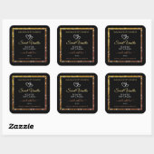Gold Gradient Glitzer Frame Black Product Labels Quadratischer Aufkleber (Blatt)