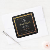 Gold Gradient Glitzer Frame Black Product Labels Quadratischer Aufkleber (Umschlag)