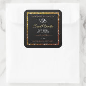 Gold Gradient Glitzer Frame Black Product Labels Quadratischer Aufkleber (Tasche)
