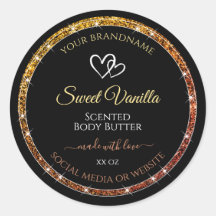 Gold Gradient Glitzer Frame Black Product Labels