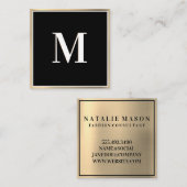 Gold Gradient Hintergrund | Monogramm Quadratische Visitenkarte (Vorne/Hinten)
