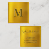 Gold Gradient Hintergrund | Monogramm Quadratische Visitenkarte (Vorne/Hinten)