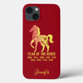 Gold Gradient Jahr des Pferdes Zodiac Name Rot Case-Mate iPhone Hülle (Rückseite)