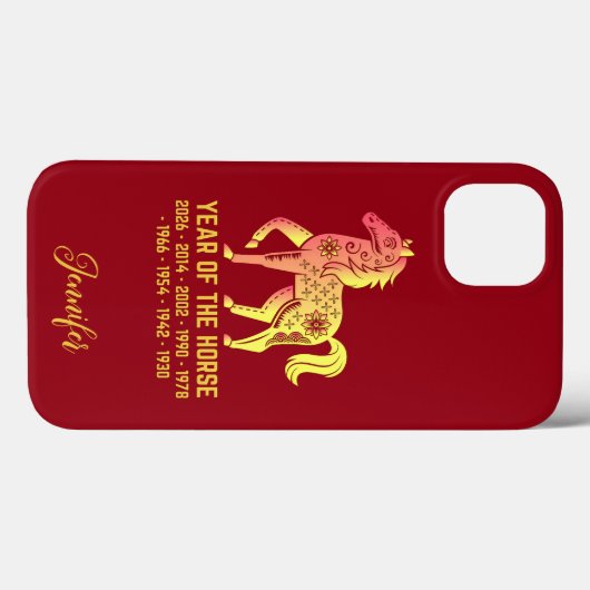 Gold Gradient Jahr des Pferdes Zodiac Name Rot Case-Mate iPhone Hülle (Rückseite (Horizontal))